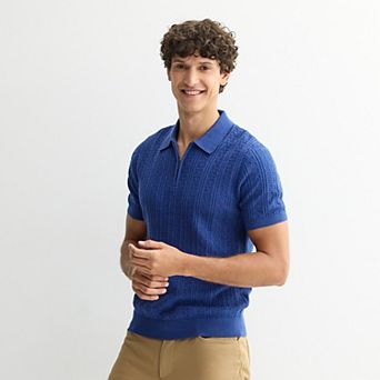 Men's Apt. 9® Short Sleeve Zipper Sweater Polo