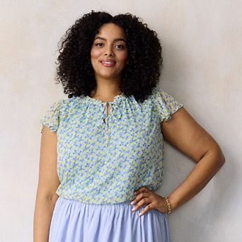 Plus Size LC Lauren Conrad Ruffle V-Neck Shell Top