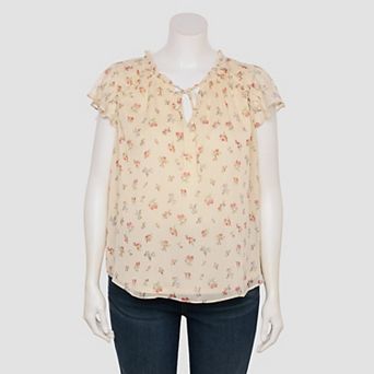 Plus Size LC Lauren Conrad Ruffle V-Neck Shell Top