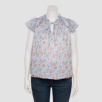 Plus Size LC Lauren Conrad Ruffle V-Neck Shell Top