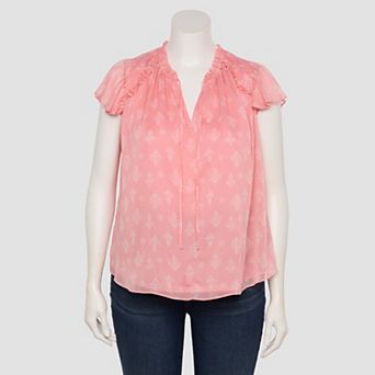 Plus Size LC Lauren Conrad Ruffle V-Neck Shell Top