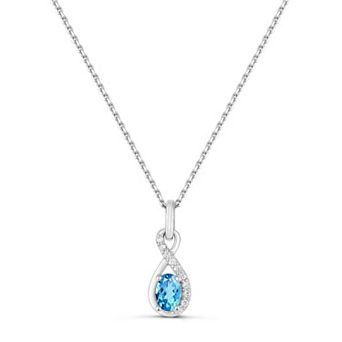 Luna Mia Sterling Silver Gemstone Infinity Pendant Necklace