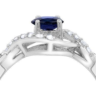 Luna Mia Sterling Silver Oval Gemstone Infinity Ring