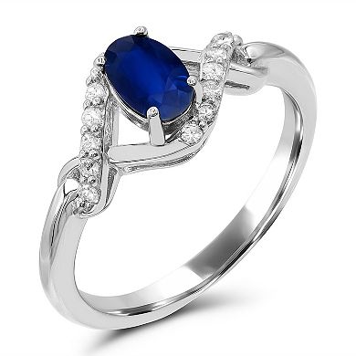 Luna Mia Sterling Silver Oval Gemstone Infinity Ring