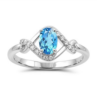 Luna Mia Sterling Silver Oval Gemstone Infinity Ring