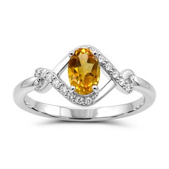 Luna Mia Sterling Silver Oval Gemstone Infinity Ring