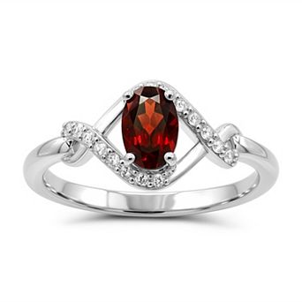 Luna Mia Sterling Silver Oval Gemstone Infinity Ring