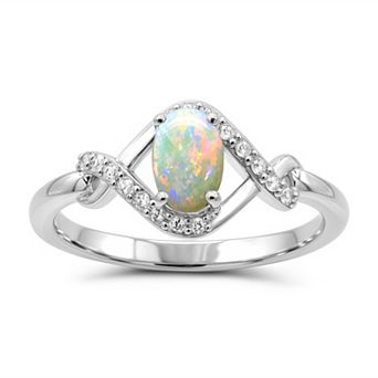 Luna Mia Sterling Silver Oval Gemstone Infinity Ring