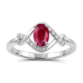 Luna Mia Sterling Silver Oval Gemstone Infinity Ring