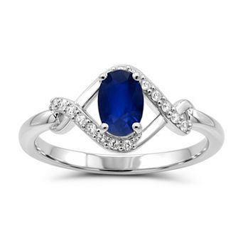 Luna Mia Sterling Silver Oval Gemstone Infinity Ring