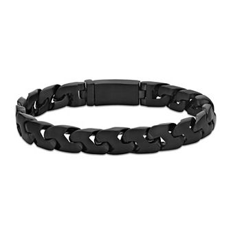 LYNX Men's Black Stainless Steel Curb Chain Bracelet