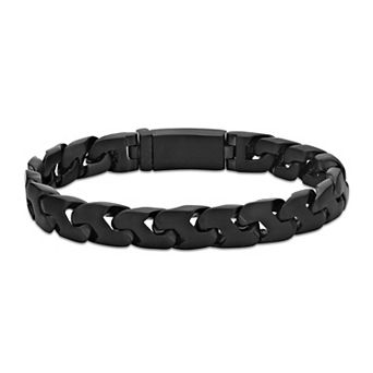 LYNX Men's Black Stainless Steel Curb Chain Bracelet