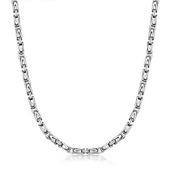 LYNX Men's Stainless Steel Byzantine Chain Necklace
