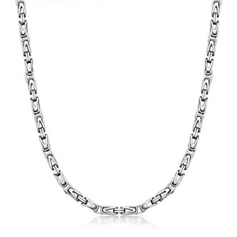 LYNX Men's Stainless Steel Byzantine Chain Necklace