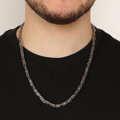 LYNX Men's Stainless Steel Byzantine Chain Necklace