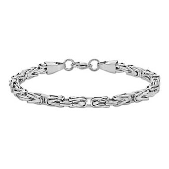 LYNX Men's Stainless Steel Byzantine Chain Bracelet