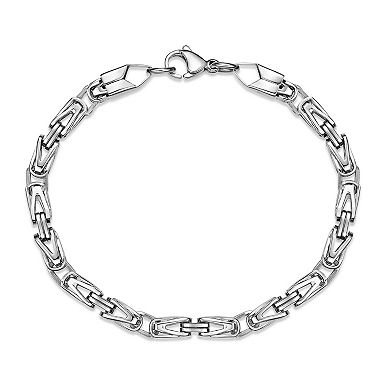 LYNX Men's Stainless Steel Byzantine Chain Bracelet