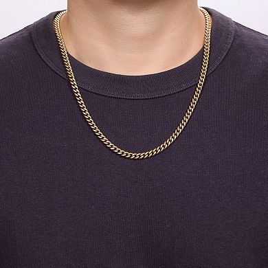 LYNX Men's Gold Tone Stainless Steel Curb Chain Necklace