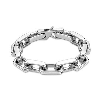 LYNX Men's Stainless Steel Square Links Bracelet