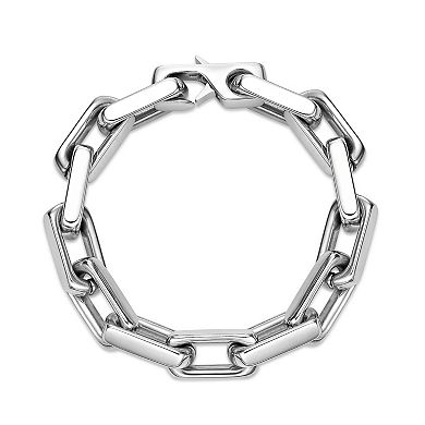 LYNX Men's Stainless Steel Square Links Bracelet