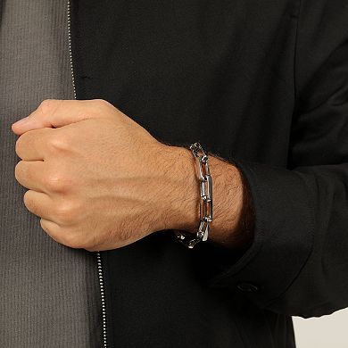 LYNX Men's Stainless Steel Square Links Bracelet