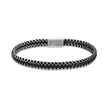 LYNX Men's Stainless Steel Braided Cord Bracelet