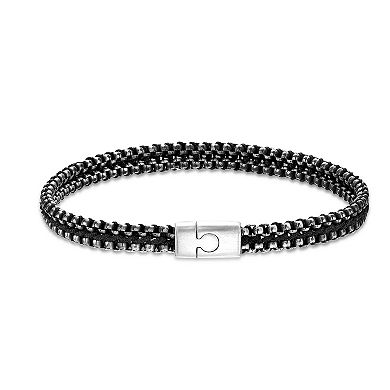 LYNX Men's Stainless Steel Braided Cord Bracelet