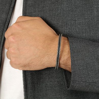 LYNX Men's Stainless Steel Braided Cord Bracelet