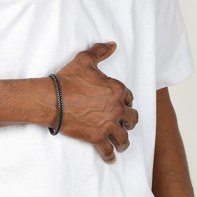 LYNX Men's Stainless Steel Braided Cord Bracelet