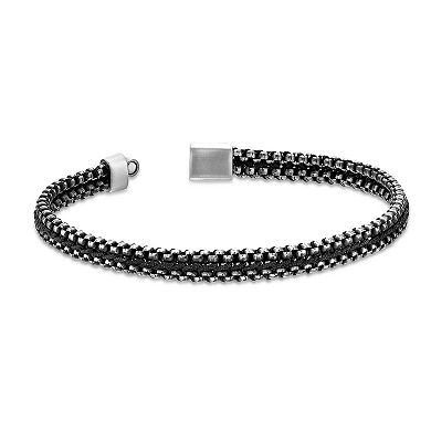 LYNX Men's Stainless Steel Braided Cord Bracelet