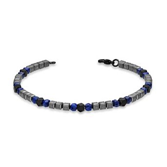 Men's LYNX Stainless Steel & Lapis Lazuli Beaded Bracelet