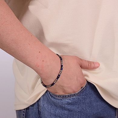 Men's LYNX Stainless Steel & Lapis Lazuli Beaded Bracelet