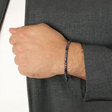 Men's LYNX Stainless Steel & Lapis Lazuli Beaded Bracelet