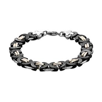 Men's LYNX Two Tone Stainless Steel Byzantine Chain Bracelet