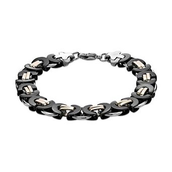 Men's LYNX Two Tone Stainless Steel Byzantine Chain Bracelet