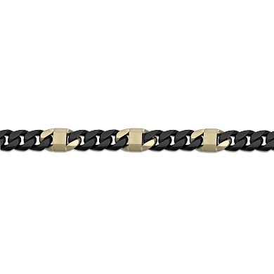 LYNX Men's Two Tone Stainless Steel Miami Cuban Chain Bracelet