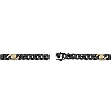 LYNX Men's Two-Tone Stainless Steel Chain Bracelet with Lab-Created White Sapphire Accents