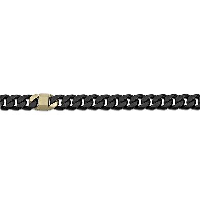 LYNX Men's Two-Tone Stainless Steel Chain Bracelet with Lab-Created White Sapphire Accents