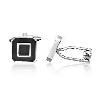 LYNX Men's Stainless Steel Black Resin Cuff Links