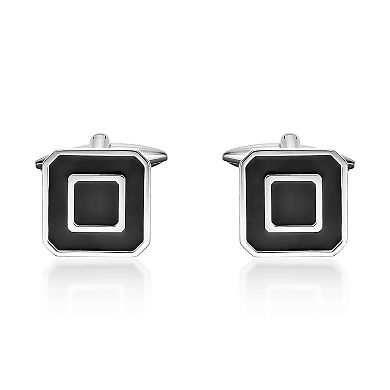 LYNX Men's Stainless Steel Black Resin Cuff Links