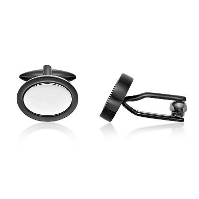 Men's LYNX Stainless Steel Round Cuff Links