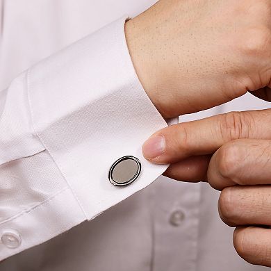 Men's LYNX Stainless Steel Round Cuff Links