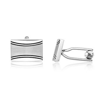LYNX Men's Stainless Steel Curved-Line Cuff Links