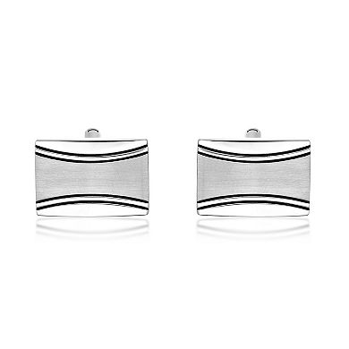 LYNX Men's Stainless Steel Curved-Line Cuff Links