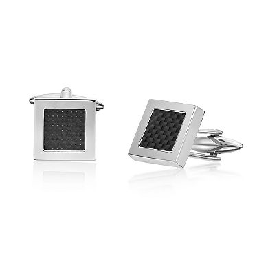 Men's LYNX Stainless Steel Carbon Fiber Cuff Links