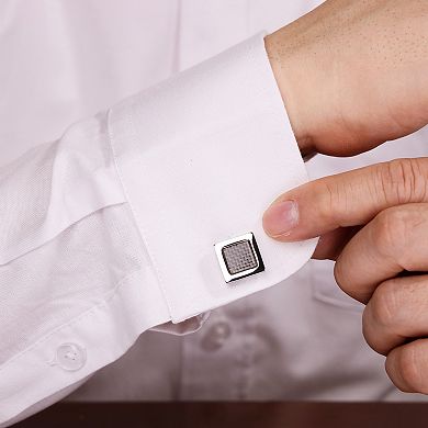 Men's LYNX Stainless Steel Carbon Fiber Cuff Links