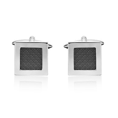Men's LYNX Stainless Steel Carbon Fiber Cuff Links