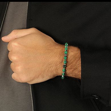 LYNX Men's Stainless Steel Gemstone Bead Bracelet