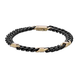LYNX Men's Two Tone Stainless Steel Curb Chain Bracelet