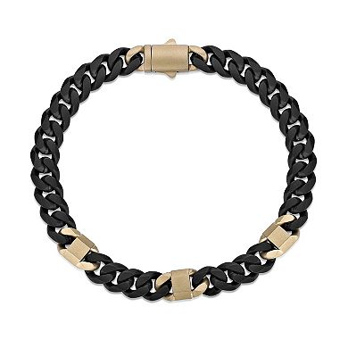LYNX Men's Two Tone Stainless Steel Curb Chain Bracelet